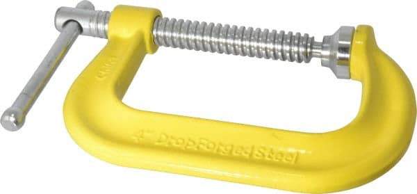Gibraltar - Regular-Duty 4" Max Opening, 3-1/4" Throat Depth, Forged Steel Standard C-Clamp - 6,200 Lb Capacity, 0" Min Opening, Deep Throat - Americas Industrial Supply