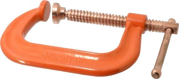 Gibraltar - Regular-Duty 4" Max Opening, 3-1/4" Throat Depth, Forged Steel Standard C-Clamp - 6,200 Lb Capacity, 0" Min Opening, Deep Throat, Copper Plated Screw - Americas Industrial Supply