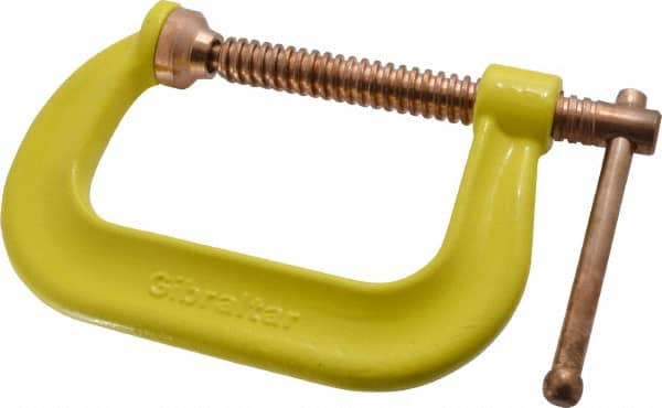 Gibraltar - Regular-Duty 4" Max Opening, 3-1/4" Throat Depth, Forged Steel Standard C-Clamp - 6,200 Lb Capacity, 0" Min Opening, Deep Throat, Copper Plated Screw - Americas Industrial Supply