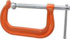 Gibraltar - Regular-Duty 6" Max Opening, 3-1/4" Throat Depth, Forged Steel Standard C-Clamp - 6,600 Lb Capacity, 0" Min Opening, Deep Throat - Americas Industrial Supply
