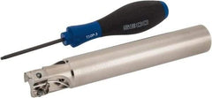 Seco - 1" Cut Diam, 0.433" Max Depth of Cut, 1" Shank Diam, 6.69" OAL, Indexable Square Shoulder End Mill - XO.X 1204 Inserts, Cylindrical Shank, 90° Lead Angle, Through Coolant, Series Super Turbo - Americas Industrial Supply