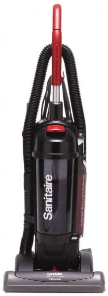 Sanitaire - Single Motor Bagless Heavy-Duty Upright Vacuum Cleaner - 15" Cleaning Width, 10" Amps, Comfort Hand Grip, Black - Americas Industrial Supply