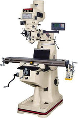 Jet - 9" Table Width x 42" Table Length, Variable Speed Pulley Control, 3 Phase Knee Milling Machine - R8 Spindle Taper, 3 hp - Americas Industrial Supply