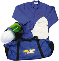 Stanco Safety Products - Size L, 2 HRC, Arc Flash Clothing Kit - 12.4 cal per Sq cm, Face Shield, Hard Cap & Hood Protection, Coveralls, Includes Gear Bag - Americas Industrial Supply