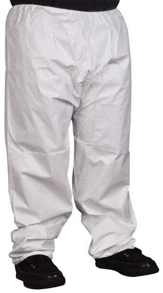 PRO-SAFE - Size L, Microporous Spun Bonded Polyolefin General Purpose Work Pants - White - Americas Industrial Supply