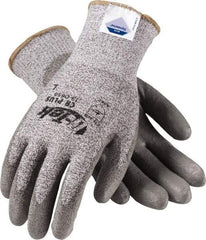 PIP - Size S (7), ANSI Cut Lvl 2, Puncture Lvl 2, Abrasion Lvl 4, Polyurethane Coated Cut Resistant Gloves - Palm & Fingers Coated, Dyneema/Nylon/Lycra Lining, Knit Wrist, Gray, Paired - Americas Industrial Supply