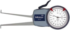 Mitutoyo - 1.2 to 2" Inside Dial Caliper Gage - 0.0005" Graduation, 0.0015" Accuracy, 3.3" Leg Length, 0.26" Deep x 0.06" Wide Groove, Ball Contact Points - Americas Industrial Supply