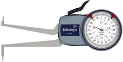 Mitutoyo - 2 to 2.8" Inside Dial Caliper Gage - 0.0005" Graduation, 0.0015" Accuracy, 3.3" Leg Length, 0.31" Deep x 0.06" Wide Groove, Ball Contact Points - Americas Industrial Supply