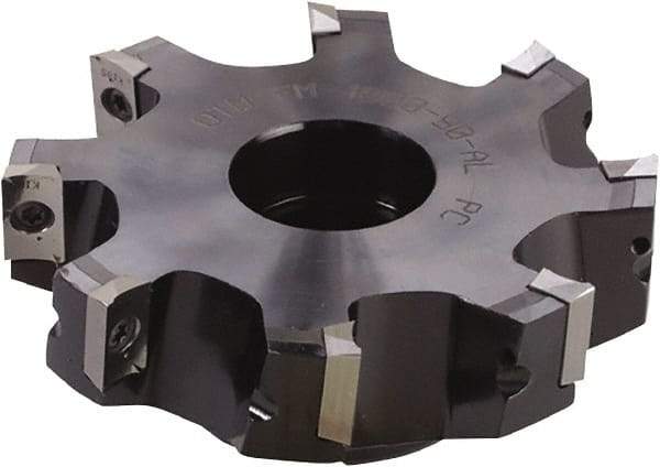 Kyocera - 8 Inserts, 4" Cut Diam, 1" Arbor Diam, 0.64" Max Depth of Cut, Indexable Square-Shoulder Face Mill - 0° Lead Angle, 1.57" High, APET 1604 Insert Compatibility - Americas Industrial Supply