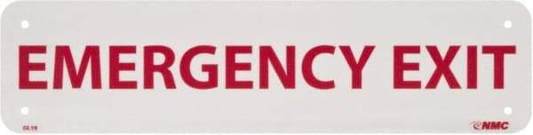 NMC - Emergency Exit, Plastic Exit Sign - 12" Wide x 3" High, Glow-in-the-Dark - Americas Industrial Supply