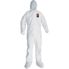 KleenGuard - Size 4XL SMS General Purpose Coveralls - White, Zipper Closure, Elastic Cuffs, Elastic Ankles, Seamless - Americas Industrial Supply