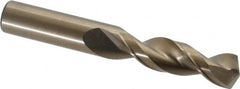 Cleveland - 19/32" 135° Parabolic Flute Cobalt Screw Machine Drill Bit - Oxide/Gold Finish, Right Hand Cut, 2-5/8" Flute Length, 4-1/8" OAL, Split Point, Straight Shank - Americas Industrial Supply