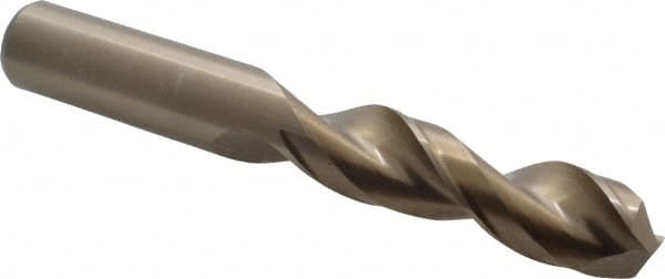 Cleveland - 41/64" 135° Parabolic Flute Cobalt Screw Machine Drill Bit - Oxide/Gold Finish, Right Hand Cut, 2-7/8" Flute Length, 4-1/2" OAL, Split Point, Straight Shank - Americas Industrial Supply