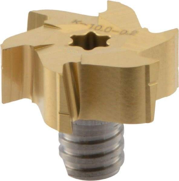 Iscar - MM GRIT Grade IC528 Carbide Groove Milling Tip Insert - TiCN/TiN Finish, 6 Flutes, 27.7mm Cutting Diam, 0.008" Cnr Rad - Americas Industrial Supply