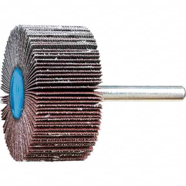 PFERD - 2" Diam x 1" Face Width, Aluminum Oxide Coated Mounted Flap Wheel - 1/4" Shank Mount, 120 Grit, 23,000 Max RPM - Americas Industrial Supply