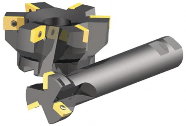 Kennametal - 5 Inserts, 2-1/2" Cut Diam, 3/4" Arbor Diam, 0.58" Max Depth of Cut, Indexable Square-Shoulder Face Mill - 0/90° Lead Angle, 1.57" High, XPCW 2533L & XPMT 2533L Insert Compatibility, Series KDNR\xB6KSSZR - Americas Industrial Supply