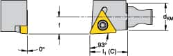 Kennametal - Right Hand Cut, Size KM16, TCMT 110204 Insert Compatiblity, External Modular Turning & Profiling Cutting Unit Head - 10mm Ctr to Cutting Edge, 20mm Head Length, Through Coolant, Series Micro Screw-On - Americas Industrial Supply