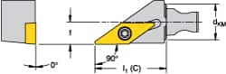 Kennametal - Left Hand Cut, Size KM16, VBMT 160408 Insert Compatiblity, External Modular Turning & Profiling Cutting Unit Head - 10mm Ctr to Cutting Edge, 30mm Head Length, Through Coolant, Series Micro Screw-On - Americas Industrial Supply