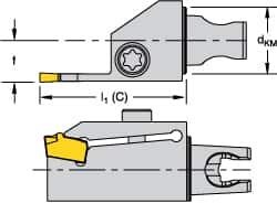 Kennametal - System Size KM16, Right Hand Cut, Modular Cutoff Cutting Unit Head - A2S A2 Insert Style, 1.181" Head Length, 0.472" Center to Cutting Edge, Series Micro A2 - Americas Industrial Supply