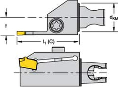 Kennametal - System Size KM16, Right Hand Cut, Modular Cutoff Cutting Unit Head - A2S A2 Insert Style, 1.181" Head Length, 0.472" Center to Cutting Edge, Series Micro A2 - Americas Industrial Supply