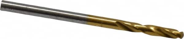 Guhring - #36 130° Parabolic Flute Cobalt Screw Machine Drill Bit - TiN Finish, Right Hand Cut, 16mm Flute Length, 46mm OAL, Standard Point, Straight Shank - Americas Industrial Supply