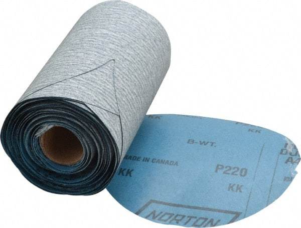 Norton - 5" Diam, 220 Grit Silicon Carbide Adhesive PSA Disc - Fine Grade, Gray, B Weighted Backing, Flexible - Americas Industrial Supply