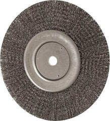 Weiler - 10" OD, 3/4" Arbor Hole, Crimped Steel Wheel Brush - 3/4" Face Width, 2-1/2" Trim Length, 0.014" Filament Diam, 4,000 RPM - Americas Industrial Supply