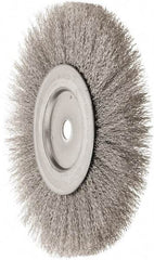 Weiler - 10" OD, 3/4" Arbor Hole, Crimped Stainless Steel Wheel Brush - 3/4" Face Width, 2-1/2" Trim Length, 0.014" Filament Diam, 4,000 RPM - Americas Industrial Supply