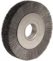 Weiler - 8" OD, 2" Arbor Hole, Crimped Steel Wheel Brush - 1-1/2" Face Width, 1-3/8" Trim Length, 0.006" Filament Diam, 4,500 RPM - Americas Industrial Supply