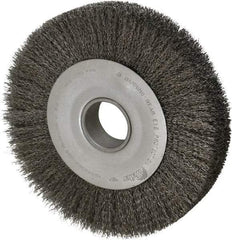 Weiler - 10" OD, 2" Arbor Hole, Crimped Steel Wheel Brush - 1-5/8" Face Width, 1-7/8" Trim Length, 0.014" Filament Diam, 4,000 RPM - Americas Industrial Supply