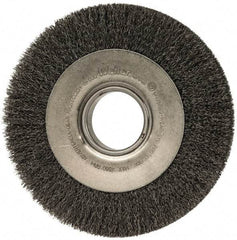 Weiler - 8" OD, 2" Arbor Hole, Crimped Steel Wheel Brush - 1" Face Width, 1-3/8" Trim Length, 0.0118" Filament Diam, 4,500 RPM - Americas Industrial Supply