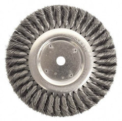 Weiler - 12" OD, 2" Arbor Hole, Knotted Steel Wheel Brush - 1-1/4" Face Width, 2-3/4" Trim Length, 0.0118" Filament Diam, 3,600 RPM - Americas Industrial Supply