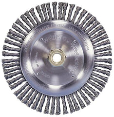 Weiler - 12" OD, 1-1/4" Arbor Hole, Knotted Steel Wheel Brush - 3/4" Face Width, 2-3/4" Trim Length, 0.016" Filament Diam, 3,600 RPM - Americas Industrial Supply