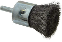 Weiler - 1" Brush Diam, Crimped, End Brush - 1/4" Diam Steel Shank, 22,000 Max RPM - Americas Industrial Supply