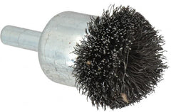 Weiler - 1-1/4" Brush Diam, Crimped, Flared End Brush - 1/4" Diam Shank, 20,000 Max RPM - Americas Industrial Supply