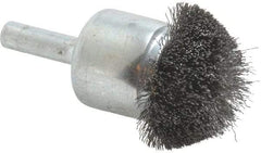 Weiler - 1-1/4" Brush Diam, Crimped, Flared End Brush - 1/4" Diam Shank, 20,000 Max RPM - Americas Industrial Supply