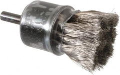 Weiler - 1-1/8" Brush Diam, Knotted, End Brush - 1/4" Diam Shank, 20,000 Max RPM - Americas Industrial Supply