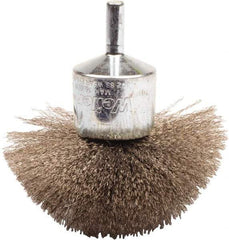 Weiler - 3" Brush Diam, Crimped, Flared End Brush - 1/4" Diam Shank, 16,000 Max RPM - Americas Industrial Supply