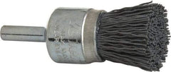 Weiler - 320 Grit, 3/4" Brush Diam, Crimped, End Brush - Extra Fine Grade, 1/4" Diam Shank, 10,000 Max RPM - Americas Industrial Supply