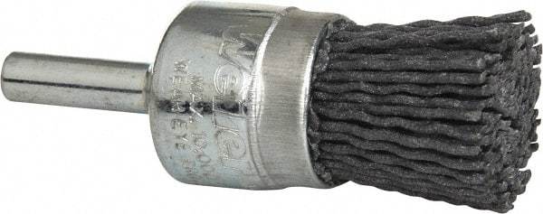 Weiler - 120 Grit, 3/4" Brush Diam, Crimped, End Brush - Fine Grade, 1/4" Diam Shank, 10,000 Max RPM - Americas Industrial Supply