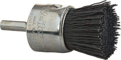 Weiler - 320 Grit, 1" Brush Diam, Crimped, End Brush - Extra Fine Grade, 1/4" Diam Shank, 10,000 Max RPM - Americas Industrial Supply