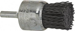 Weiler - 180 Grit, 1" Brush Diam, Crimped, End Brush - Very Fine Grade, 1/4" Diam Shank, 10,000 Max RPM - Americas Industrial Supply