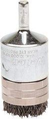 Weiler - 1" Brush Diam, Crimped, End Brush - 1/4" Diam Steel Shank, 10,000 Max RPM - Americas Industrial Supply