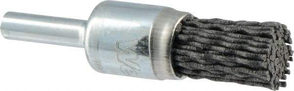 Weiler - 120 Grit, 1/2" Brush Diam, Crimped, End Brush - Fine Grade, 1/4" Diam Shank, 10,000 Max RPM - Americas Industrial Supply