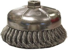 Weiler - 2-3/4" Diam, 3/8-24 Threaded Arbor, Steel Fill Cup Brush - 0.014 Wire Diam, 1" Trim Length, 14,000 Max RPM - Americas Industrial Supply