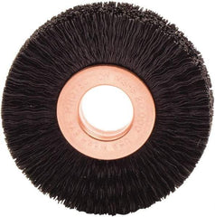 Weiler - 2" OD, 1/2" Arbor Hole, Nylon Wheel Brush - 3/8" Face Width, 1/2" Trim Length, 0.01" Filament Diam, 20,000 RPM - Americas Industrial Supply