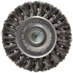 Weiler - 3-1/4" OD, 1/4" Shank Diam, Knotted Steel Wheel Brush - 3/8" Face Width, 5/8" Trim Length, 0.0118" Filament Diam, 25,000 RPM - Americas Industrial Supply