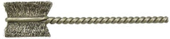 Weiler - 1-1/8" Diam Helical Stainless Steel Tube Brush - 0.008" Filament Diam, 1" Brush Length, 3-1/2" OAL, 1/4" Diam Stainless Steel Shank - Americas Industrial Supply