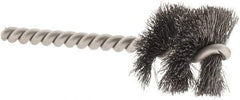 Weiler - 1-1/8" Diam Helical Steel Tube Brush - 0.008" Filament Diam, 1" Brush Length, 3-1/2" OAL, 1/4" Diam Stainless Steel Shank - Americas Industrial Supply