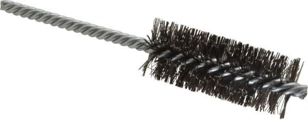 Weiler - 1" Diam Helical Steel Tube Brush - Double Spiral, 0.0104" Filament Diam, 2-1/2" Brush Length, 5-1/2" OAL, 1/4" Diam Shank - Americas Industrial Supply